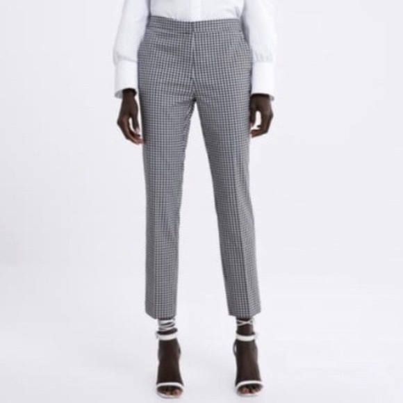 ZARA Basics straight leg houndstooth pants - Picture 1 of 5